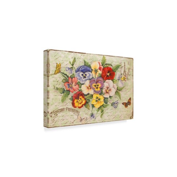 Jean Plout 'Pansies And Butterflies' Canvas Art,12x19